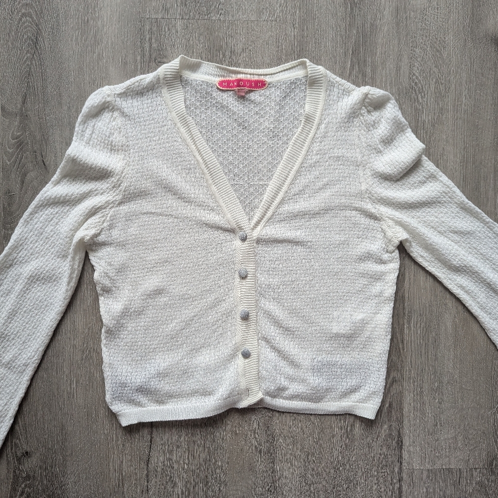 Cute Girly White Cardigan Manoush